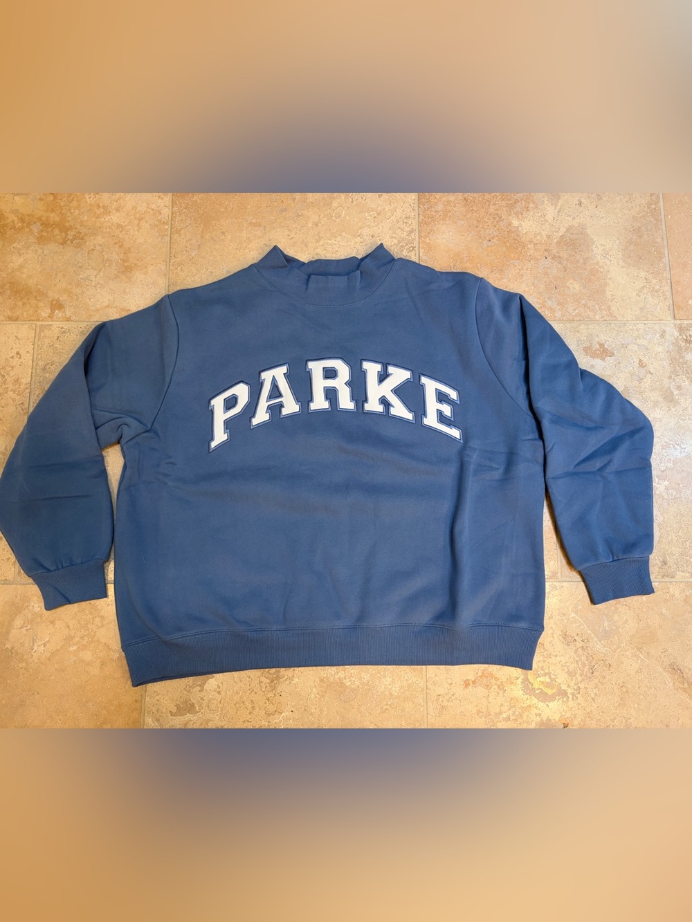 PARKE Washed Indigo and White Varsity Mockneck